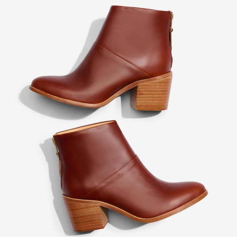 Nisolo Dari Commuter Boot Brandy Anthropologie Leather Block Heel Ankle Booties - Picture 5 of 15
